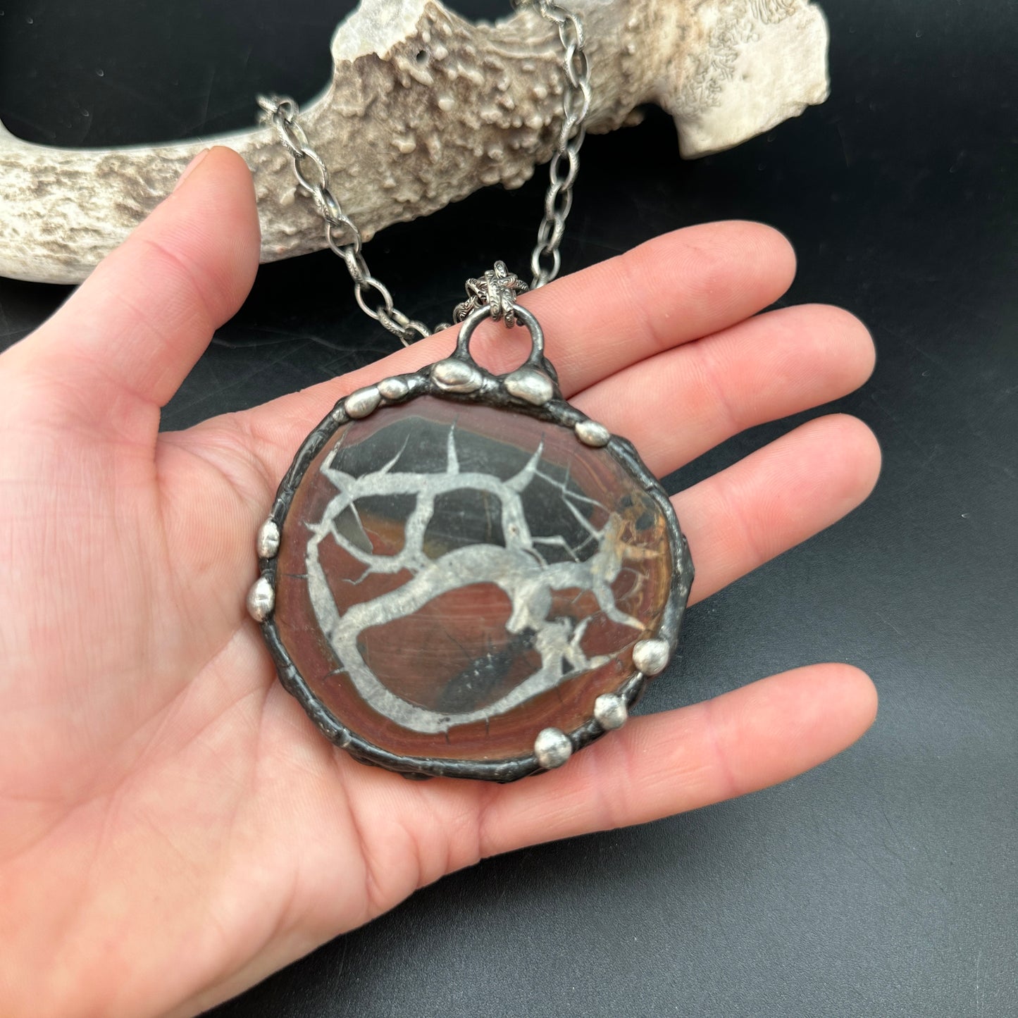 Primal ~ Septarian Geode Slice Necklace