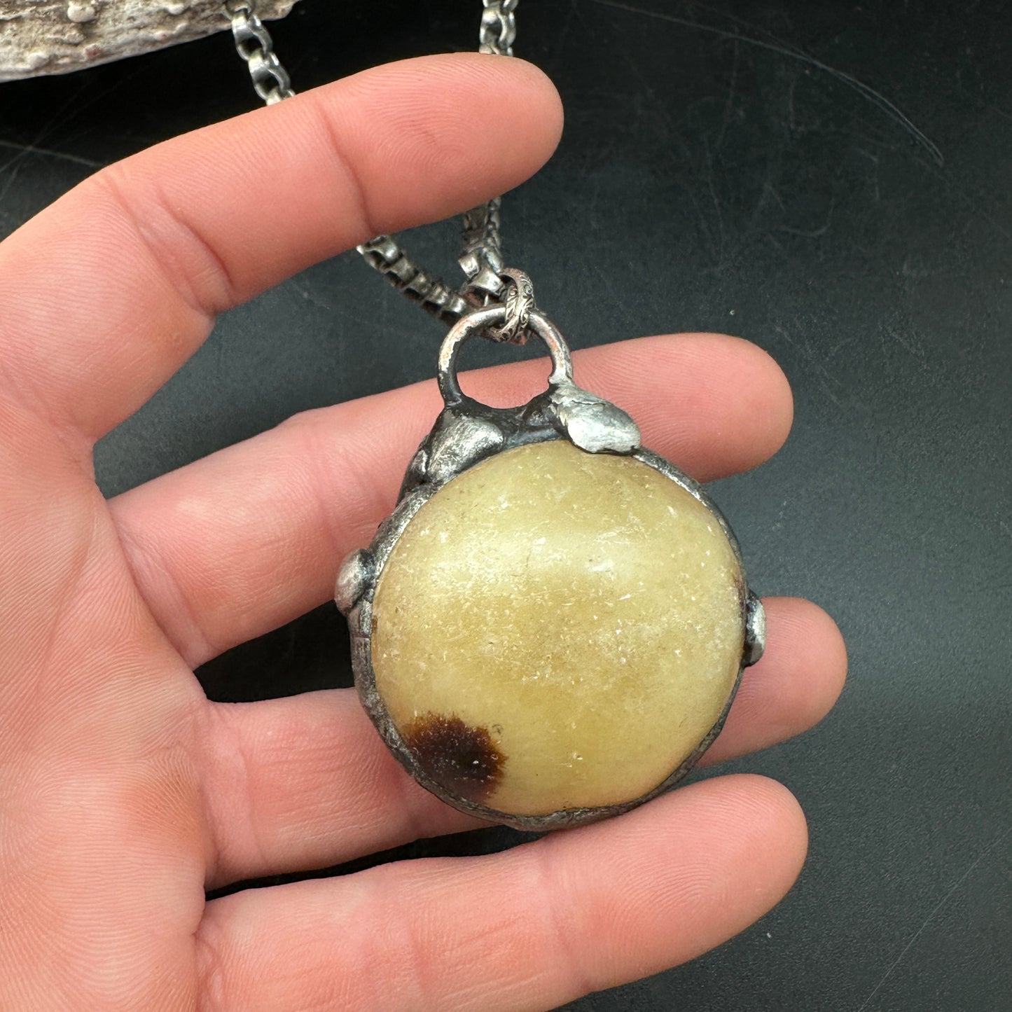 Sphere ~ Septarian Geode Slice Necklace
