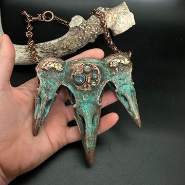 Atlantis ~ Triple Raven Copper Electroformed Necklace