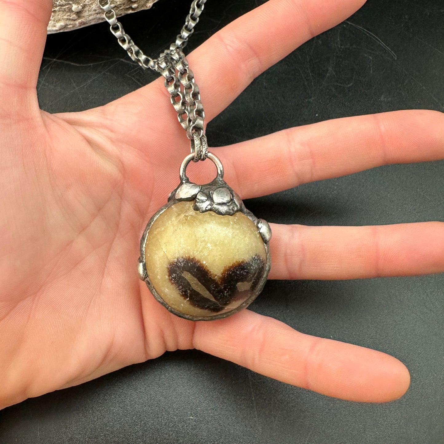 Sphere ~ Septarian Geode Slice Necklace