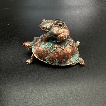 Hitch ~ Copper Electroformed Box Turtle w/ Frog