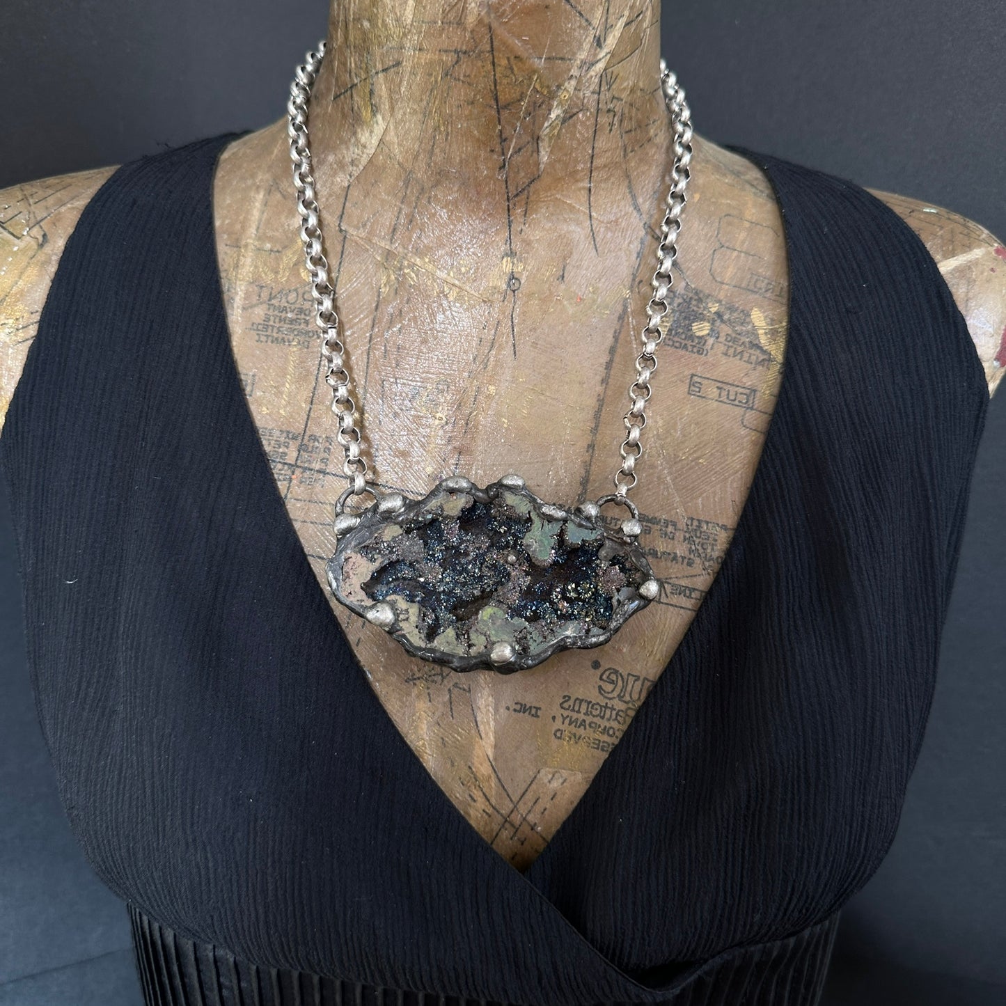 Orbits ~ Titanium Quartz Geode Necklace