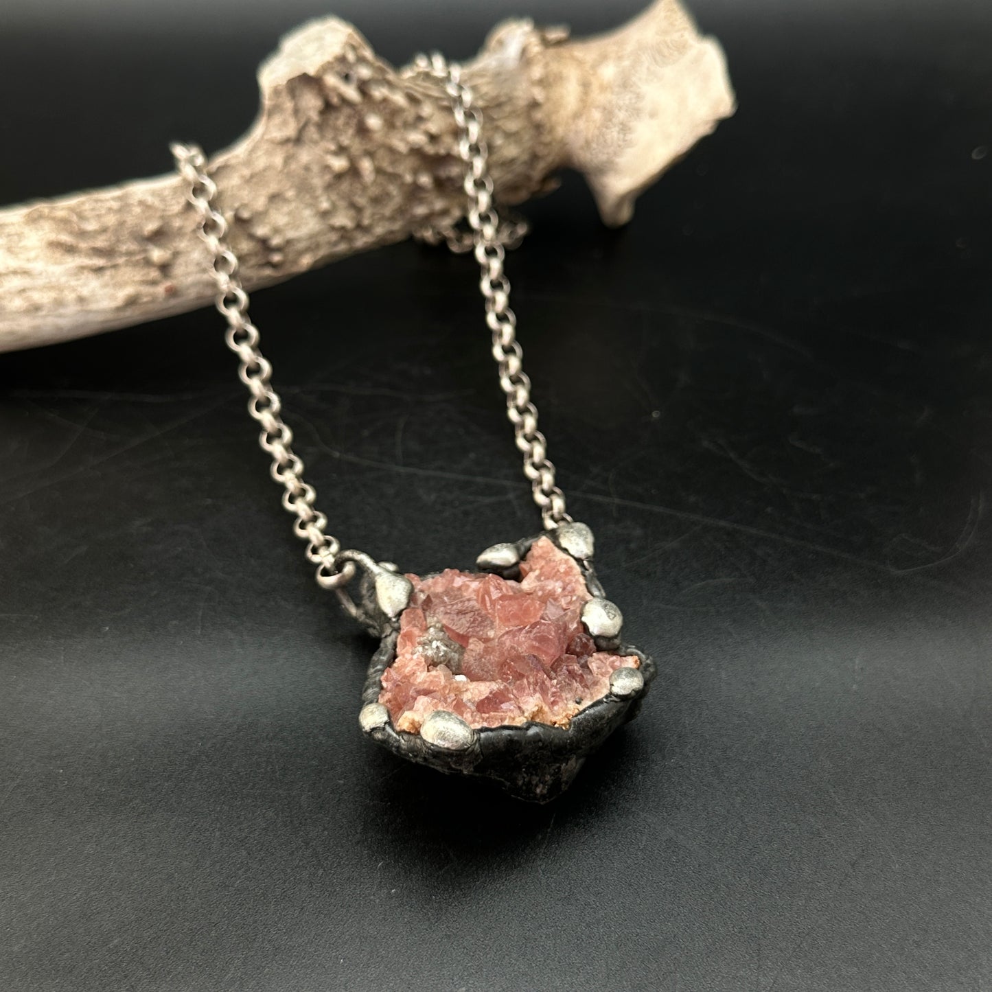Ritual ~ Pink Amethyst Druzy Crystal Geode Necklace