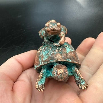 Hitch ~ Copper Electroformed Box Turtle w/ Frog