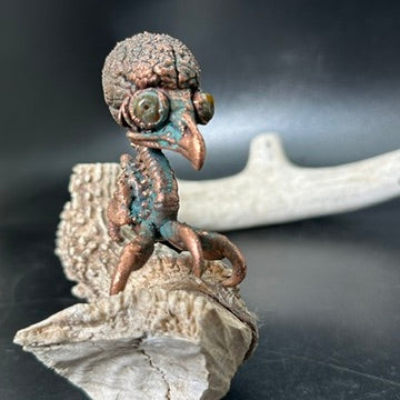Baby Bird Brain ~ Owl Hybrid Critter Copper Electroformed