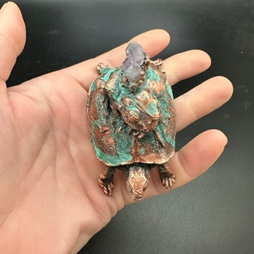 Hitch ~ Copper Electroformed Box Turtle w/ Frog