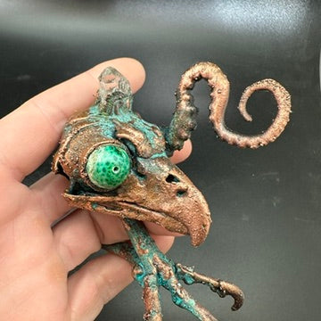 Wild Horus ~ Owl Hybrid Critter Copper Electroformed