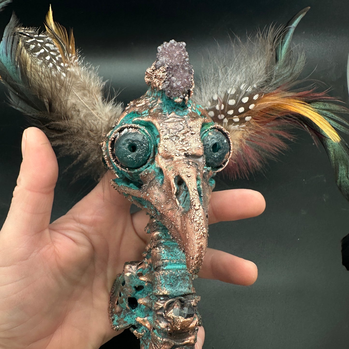 Astrid ~ Featherhead w/ Amethyst Wall Mount