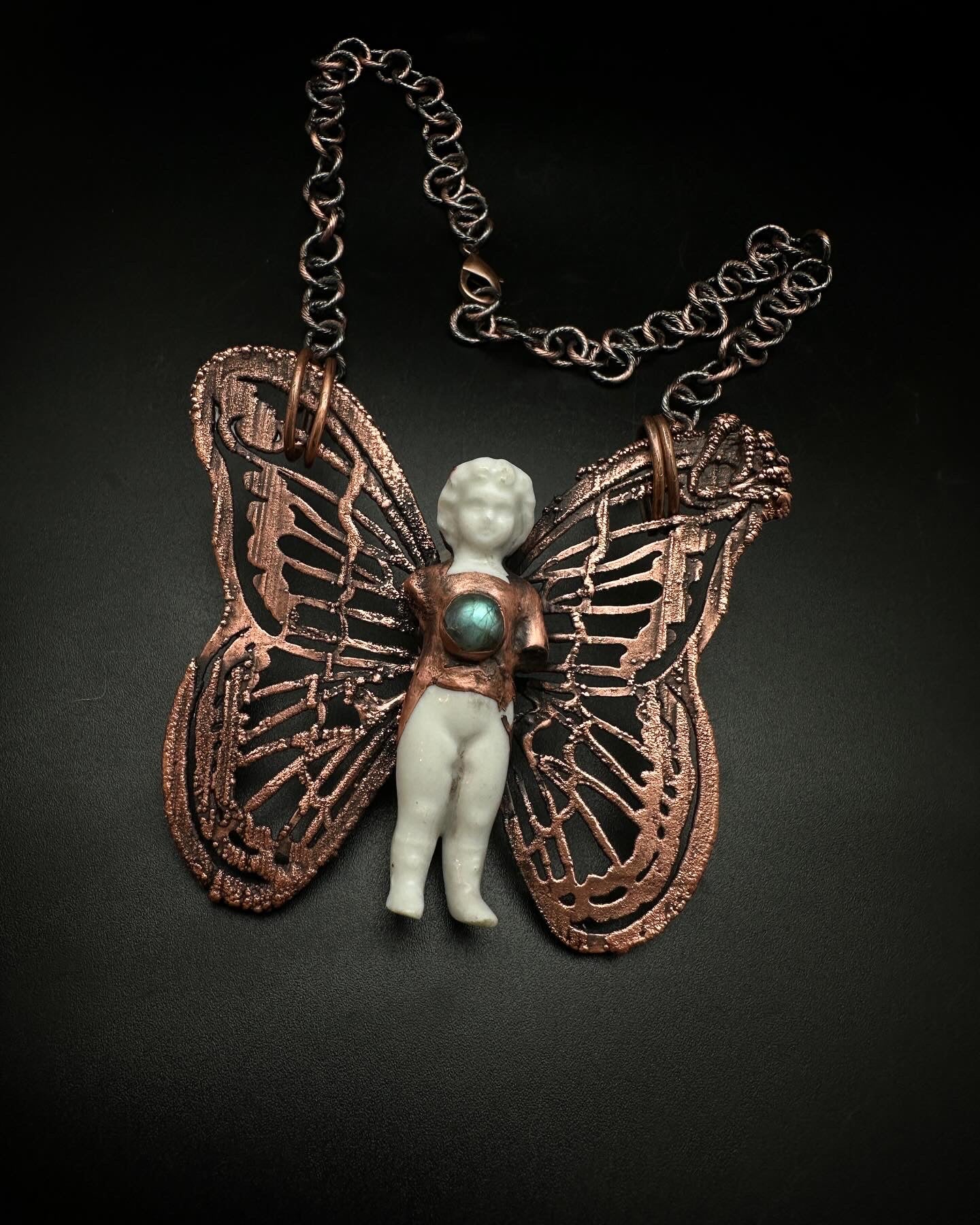 Flying Charlotte ~ Winged Antique Charlotte Doll Necklace