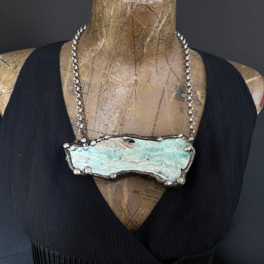 Sail Away XL ~ Blue Aragonite Necklace