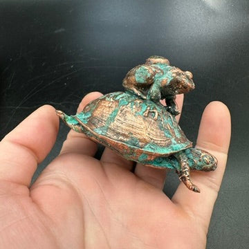 Hitch ~ Copper Electroformed Box Turtle w/ Frog