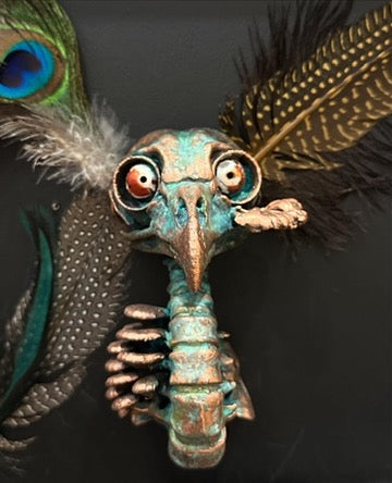 Featherhead w/ Mushrooms Wall Mount ~ Made To Order