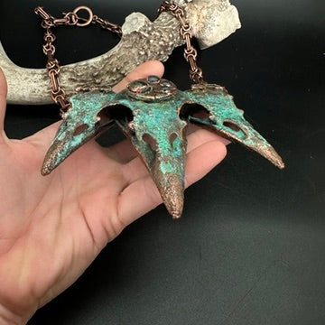 Atlantis ~ Triple Raven Copper Electroformed Necklace