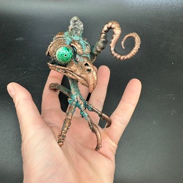 Wild Horus ~ Owl Hybrid Critter Copper Electroformed