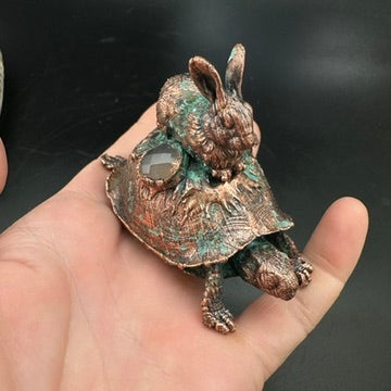 The Race ~ Copper Electroformed Box Turtle w/ Rabbit