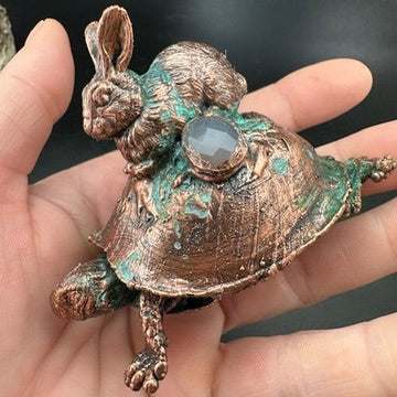 The Race ~ Copper Electroformed Box Turtle w/ Rabbit