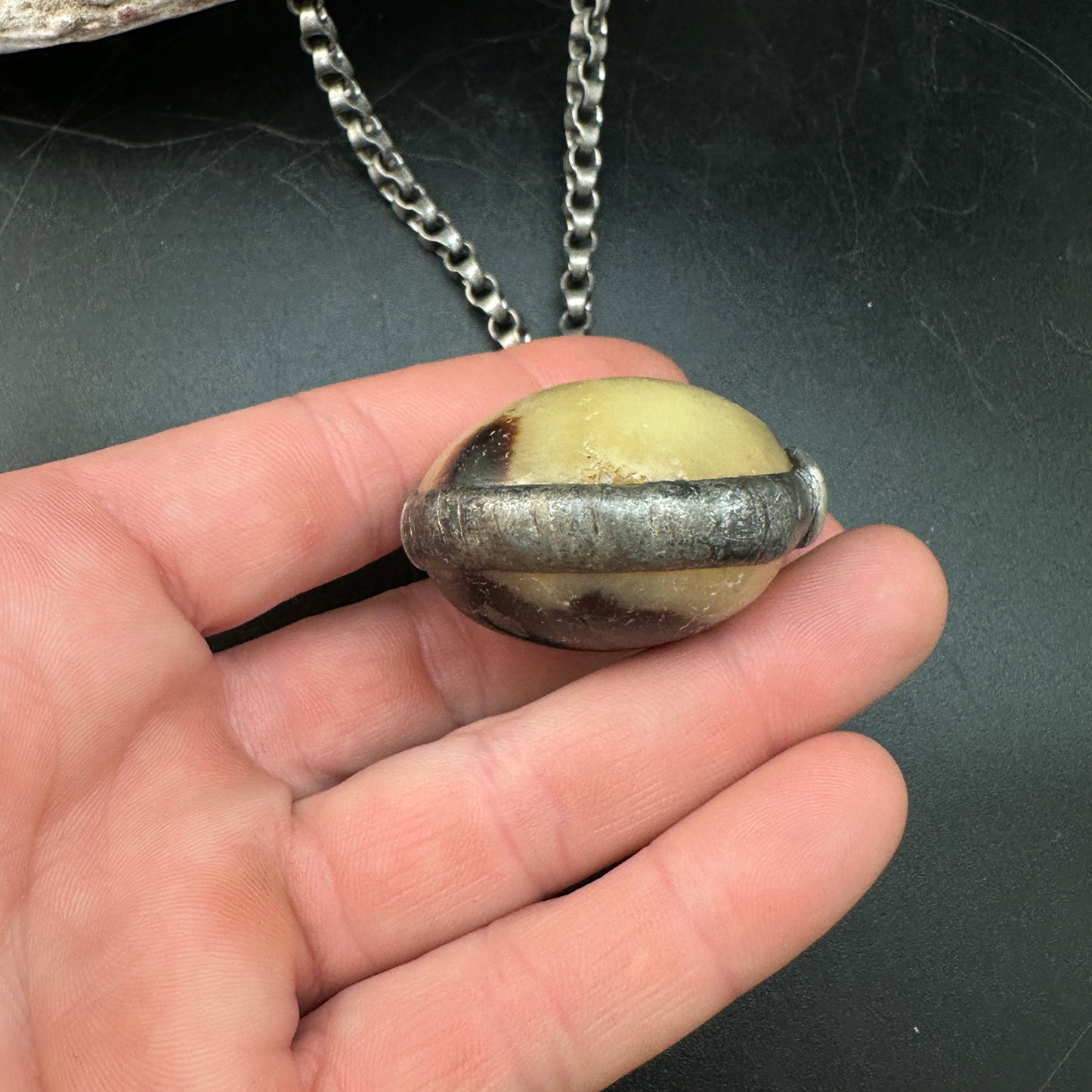 Sphere ~ Septarian Geode Slice Necklace