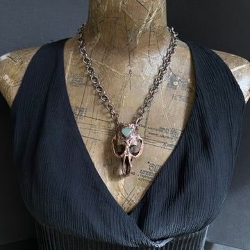 Chimera ~ Copper Electroformed Skull Talisman Necklace
