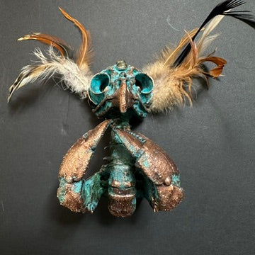 Clawdia ~ Featherhead w/ Crab Claws Wall Mount