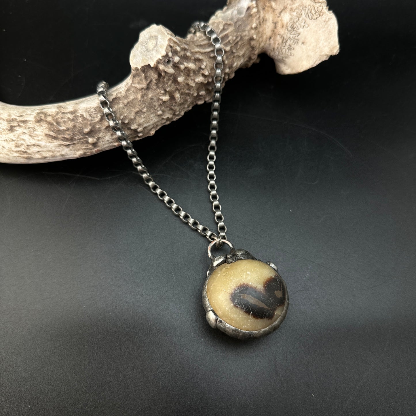 Sphere ~ Septarian Geode Slice Necklace