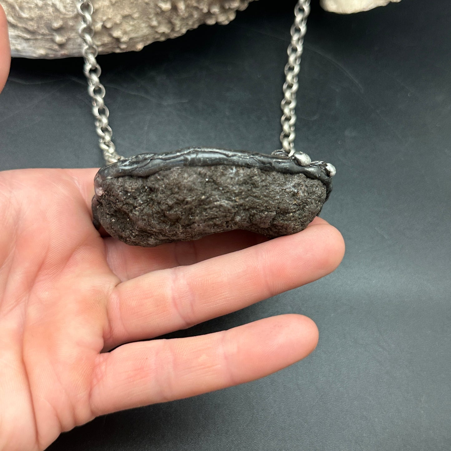 Orbits ~ Titanium Quartz Geode Necklace