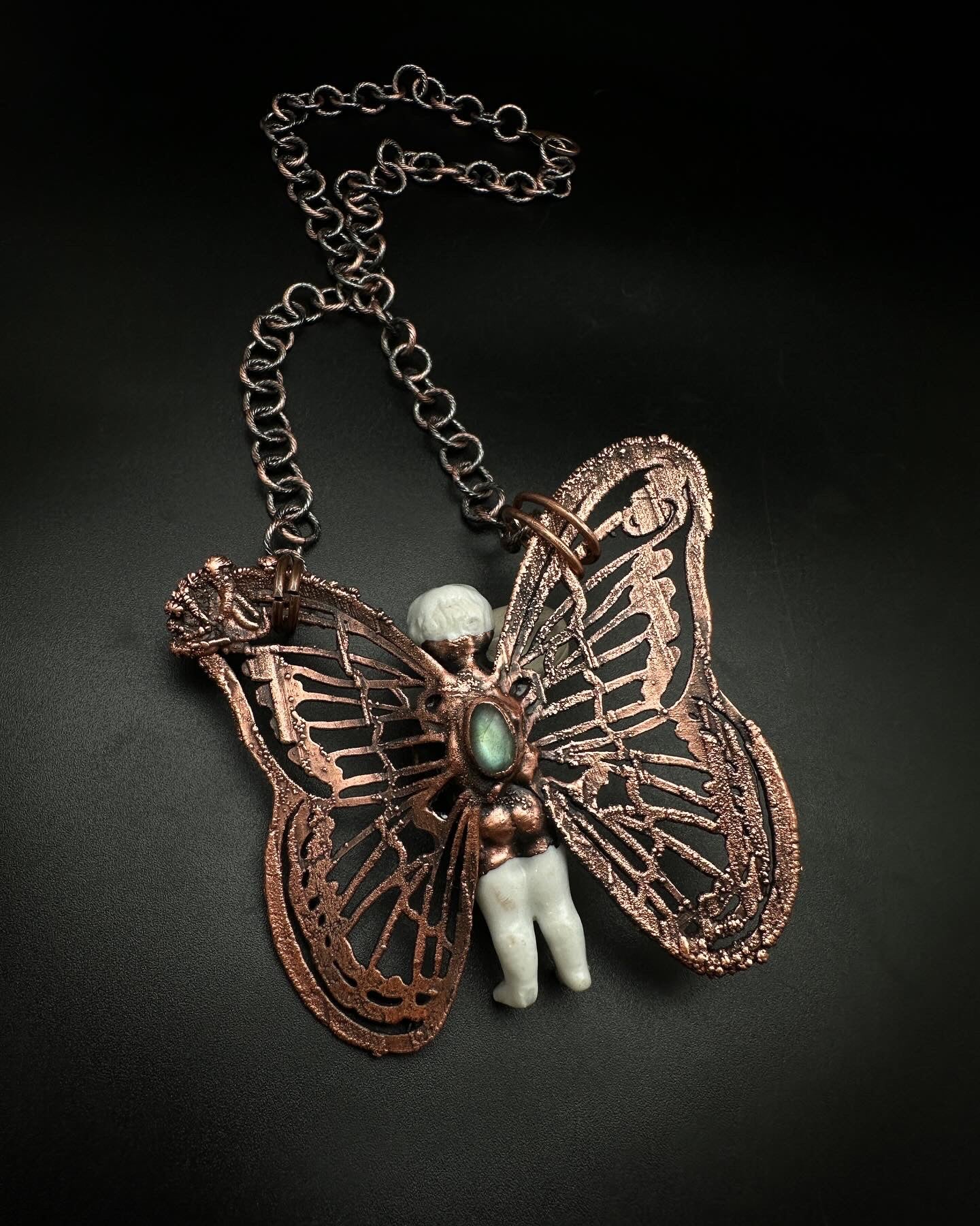 Flying Charlotte ~ Winged Antique Charlotte Doll Necklace