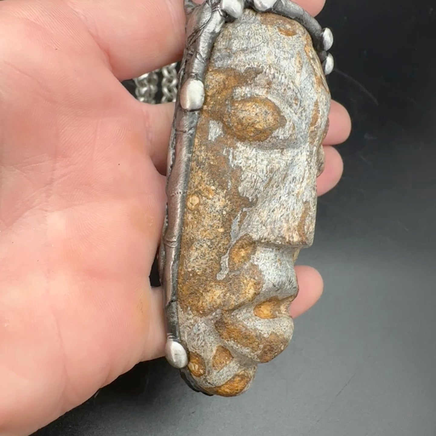 Mask ~ Carved Fossil Dinosaur Bone Necklace