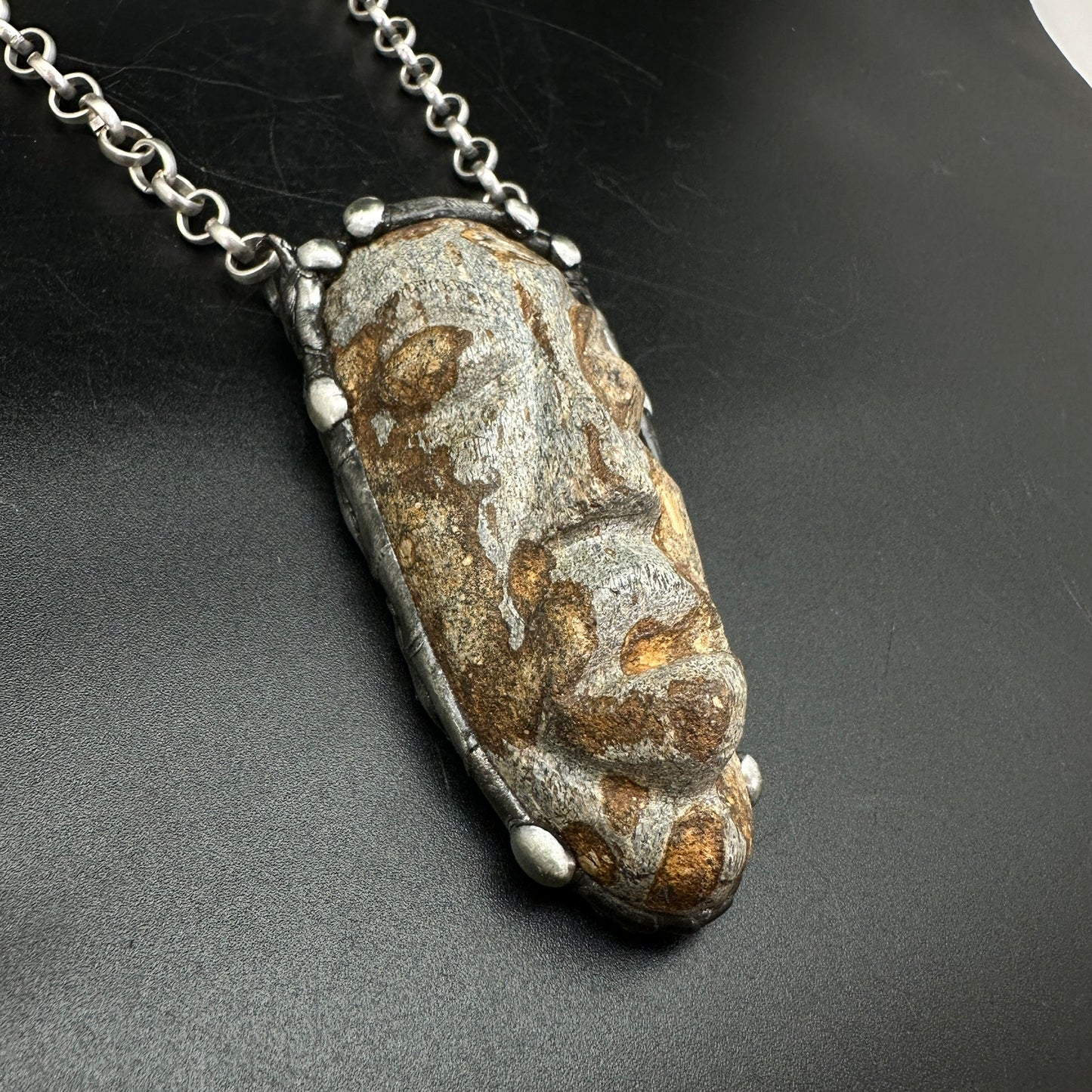 Mask ~ Carved Fossil Dinosaur Bone Necklace