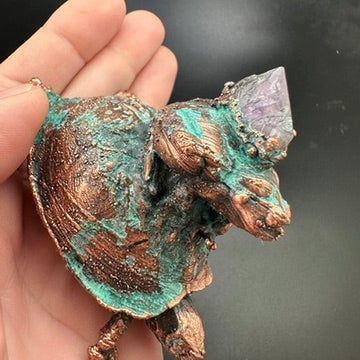 Hitch ~ Copper Electroformed Box Turtle w/ Frog