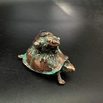 Hitch ~ Copper Electroformed Box Turtle w/ Frog
