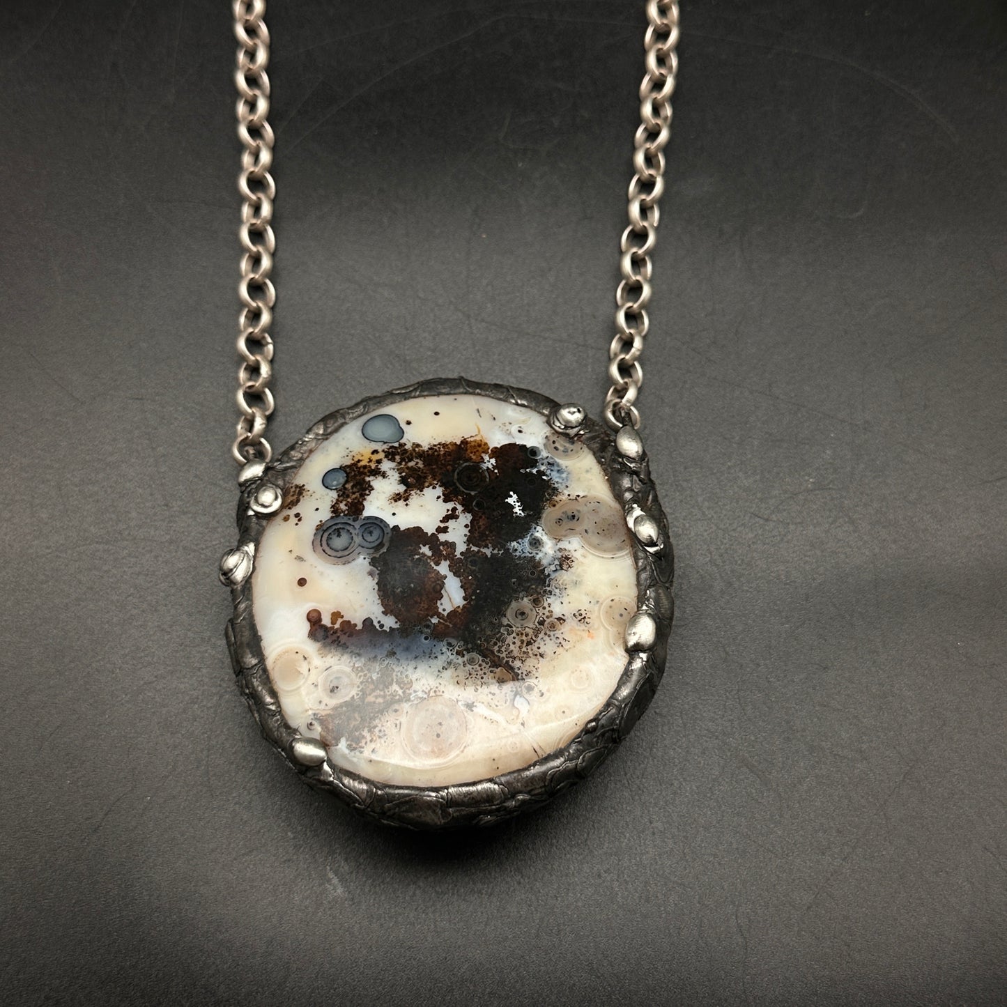 Luna ~ Huge Agate Moon Necklace