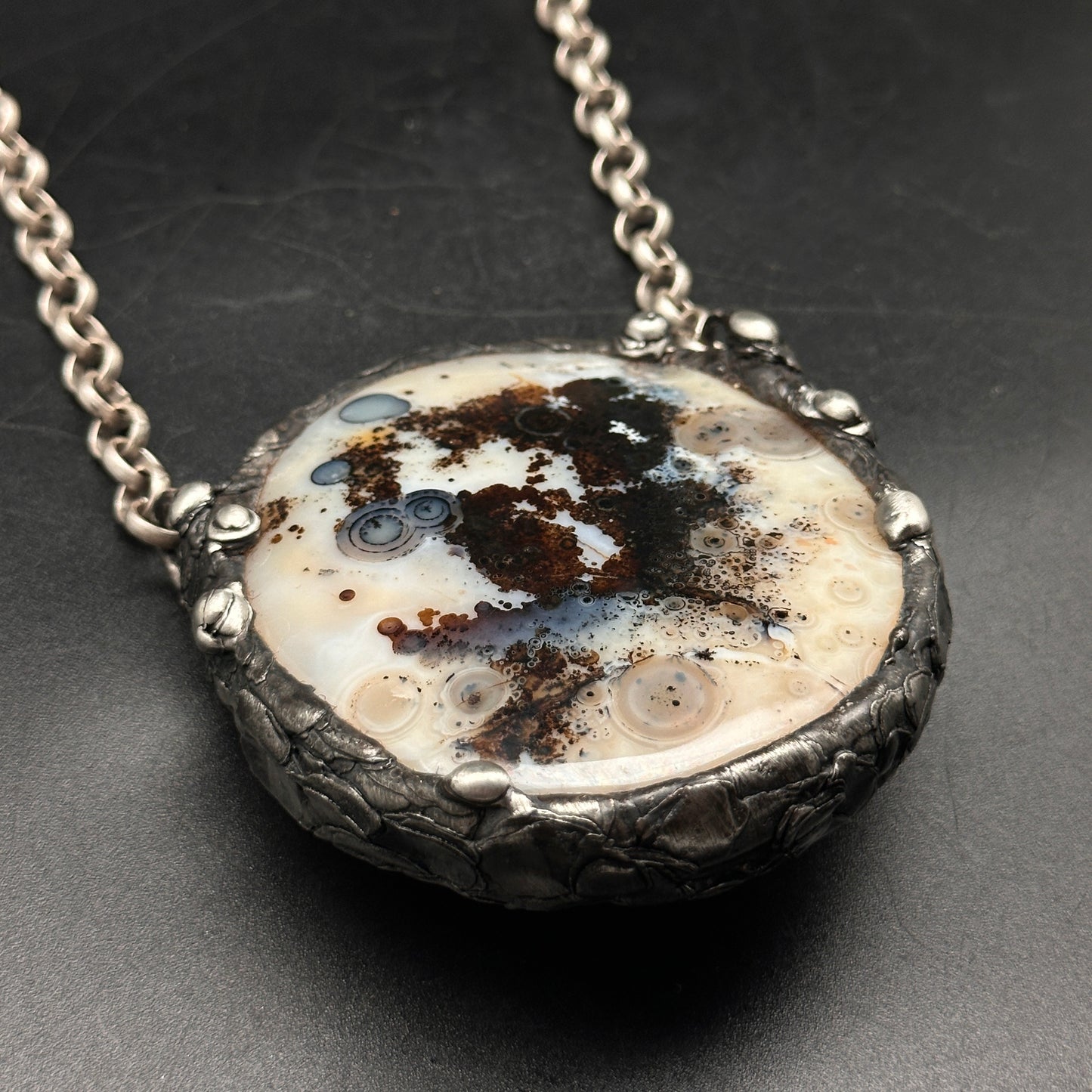 Luna ~ Huge Agate Moon Necklace