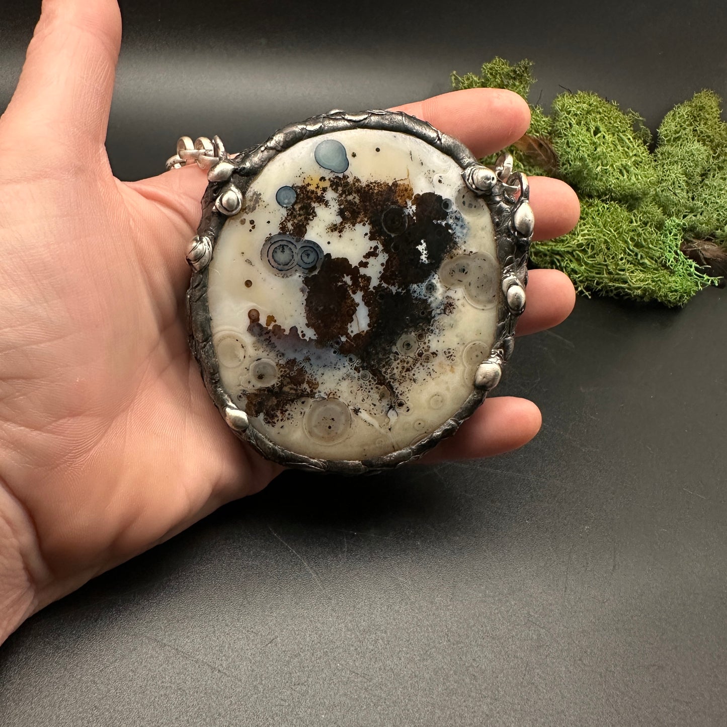 Luna ~ Huge Agate Moon Necklace