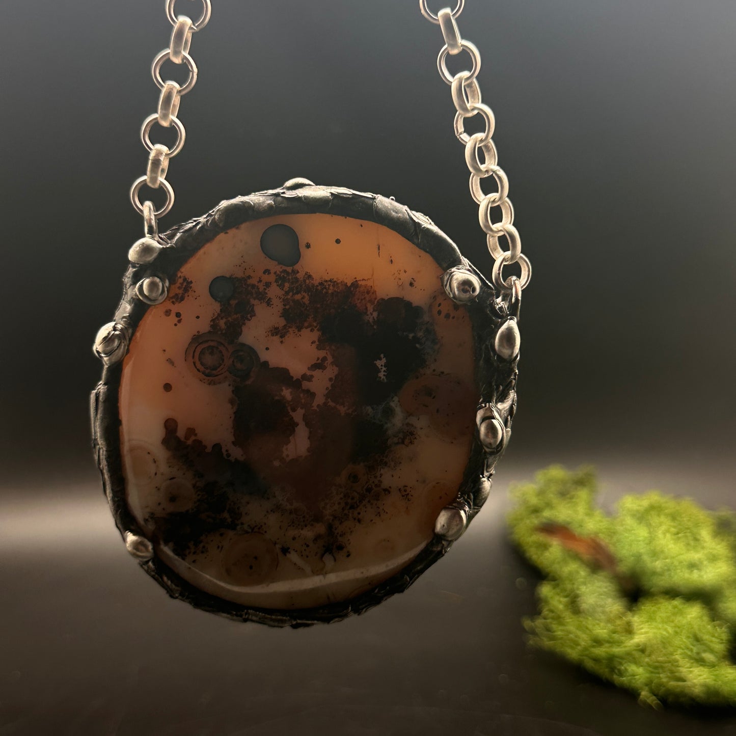 Luna ~ Huge Agate Moon Necklace