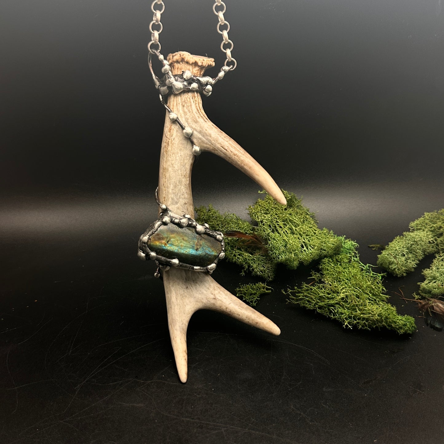 Ørion ~ Antler Necklace With Labradorite