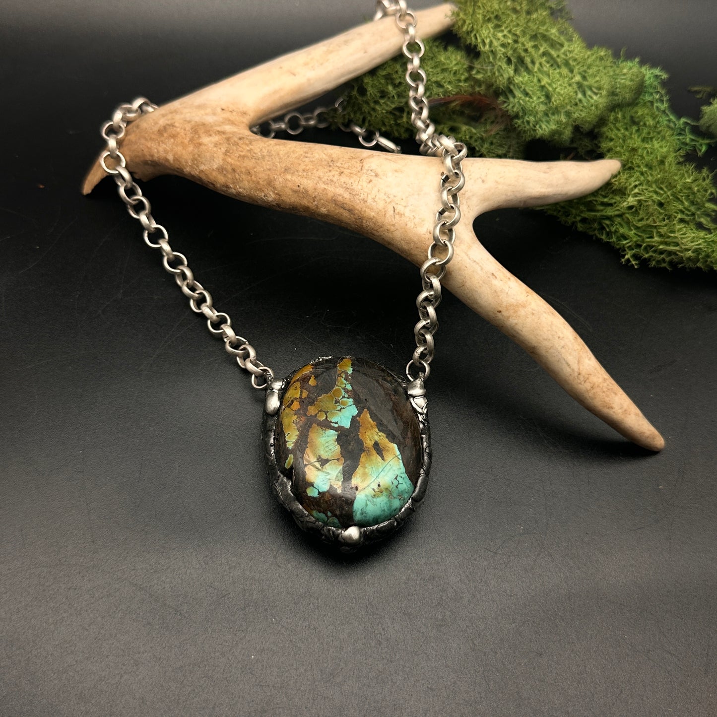 Desert Hues ~ Huge Rough Cut Tibetan Turquoise Necklace