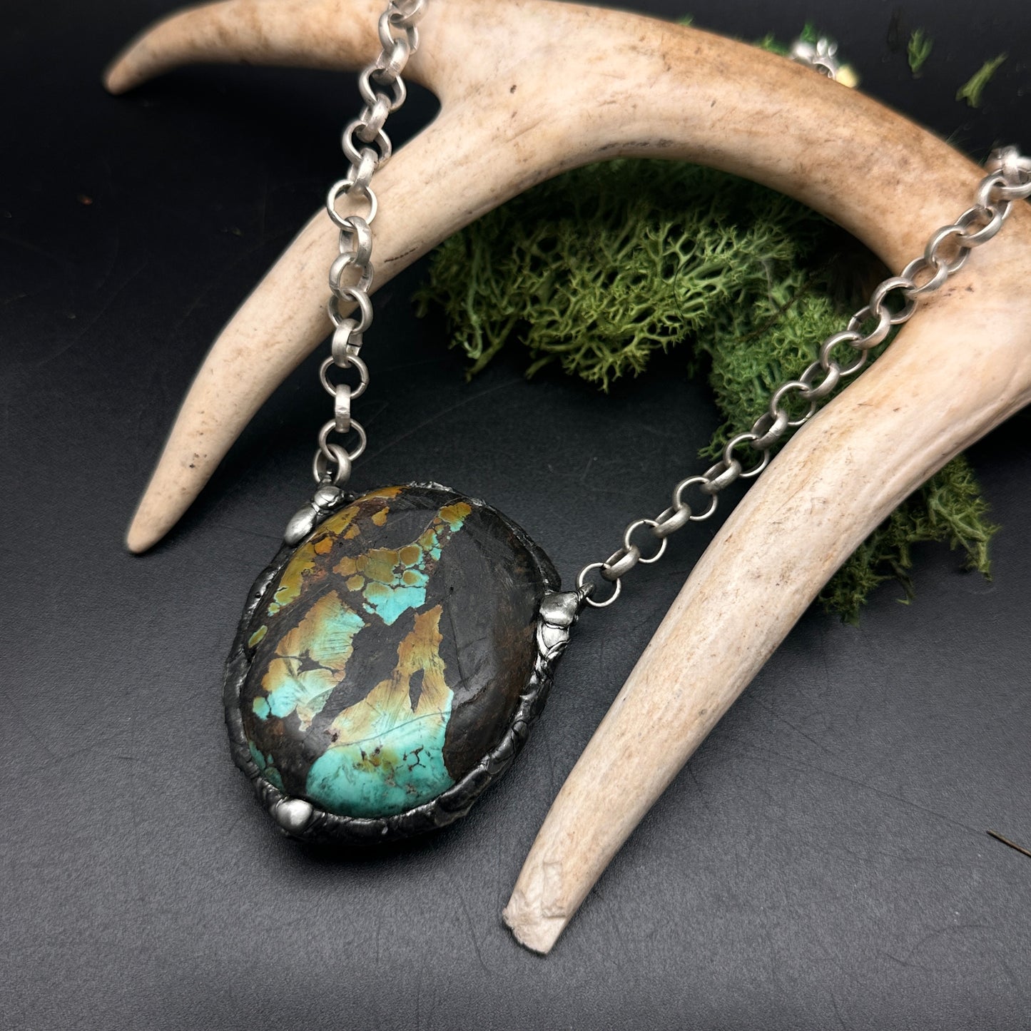 Desert Hues ~ Huge Rough Cut Tibetan Turquoise Necklace