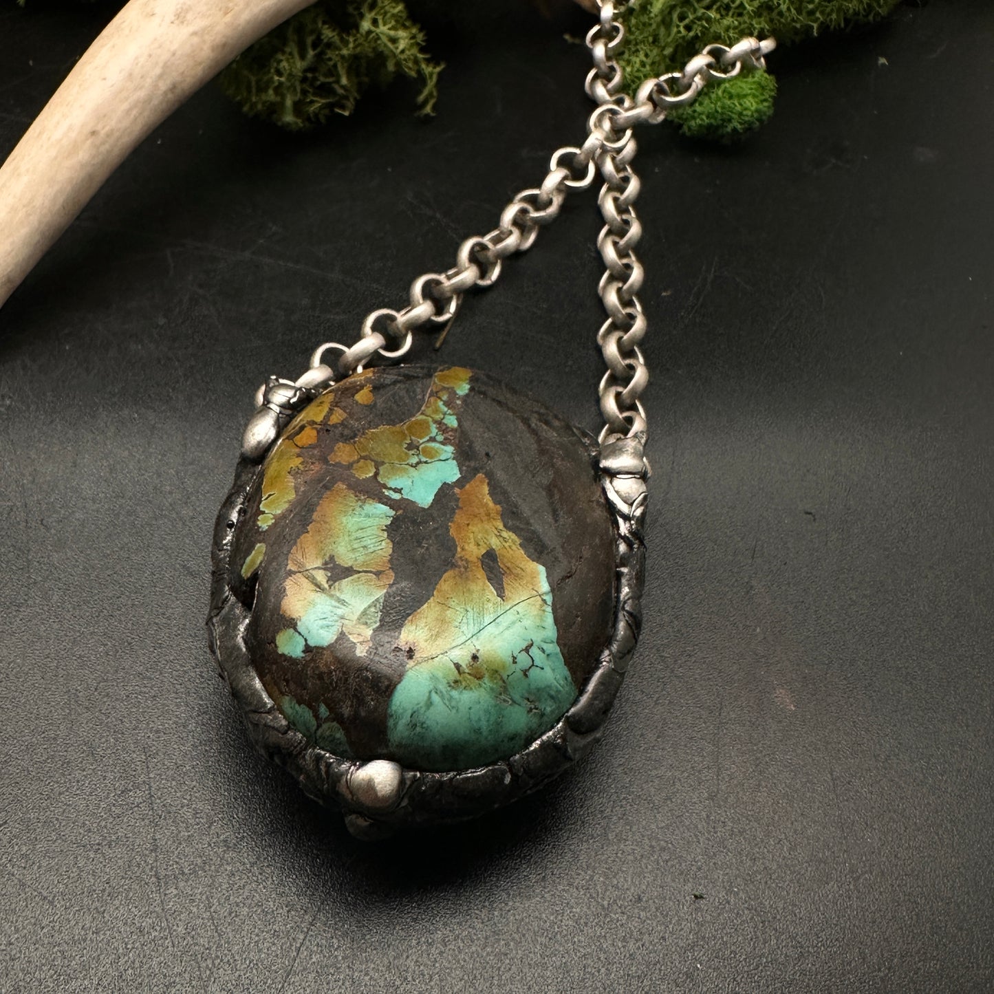 Desert Hues ~ Huge Rough Cut Tibetan Turquoise Necklace