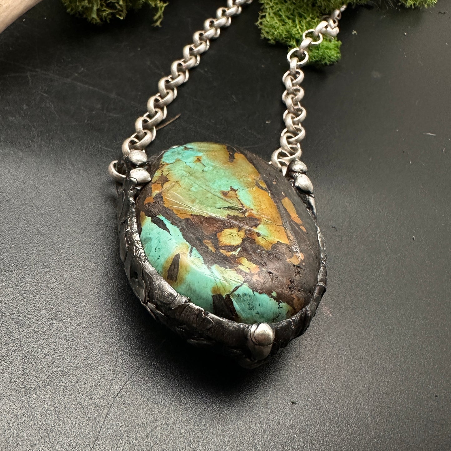 Desert Hues ~ Huge Rough Cut Tibetan Turquoise Necklace