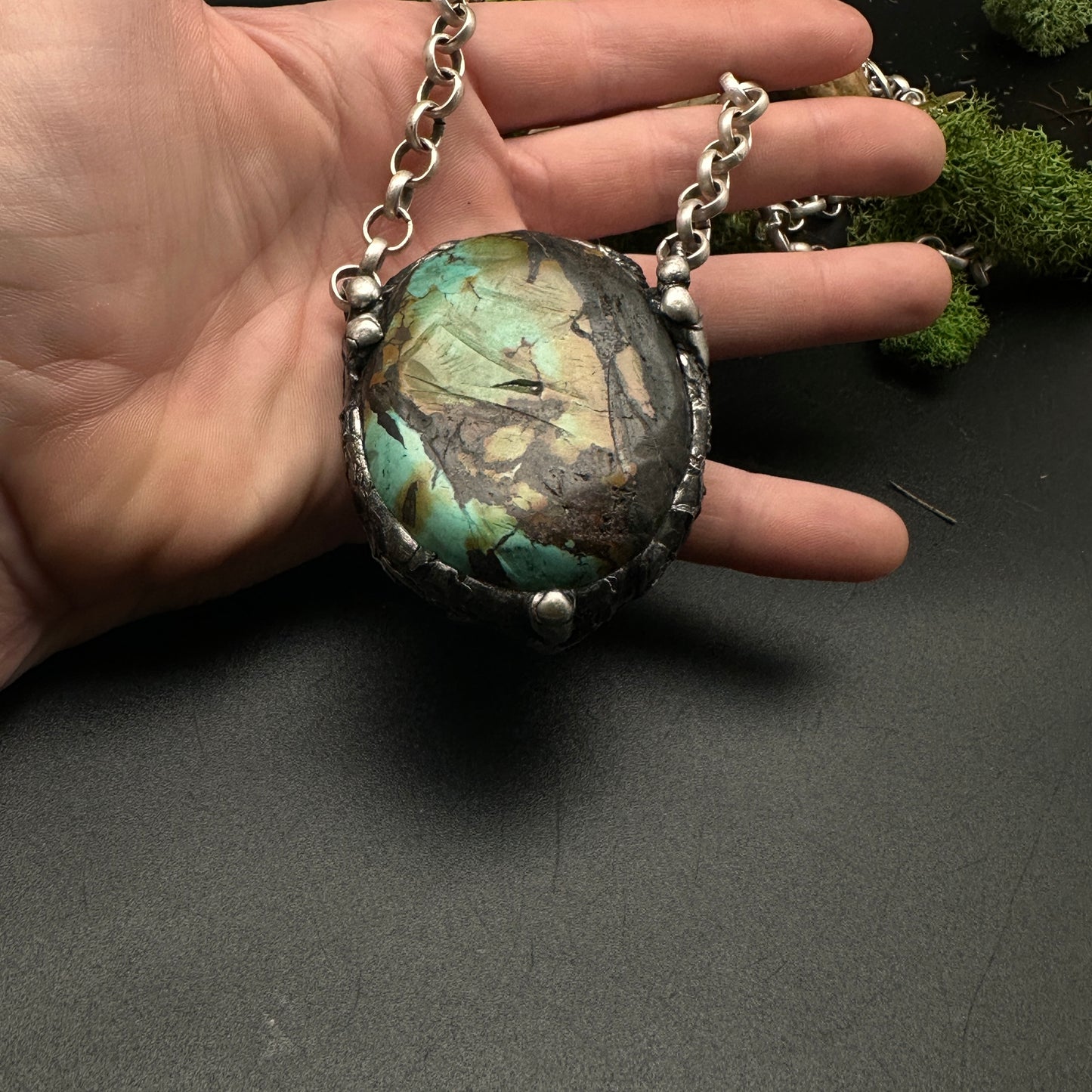 Desert Hues ~ Huge Rough Cut Tibetan Turquoise Necklace