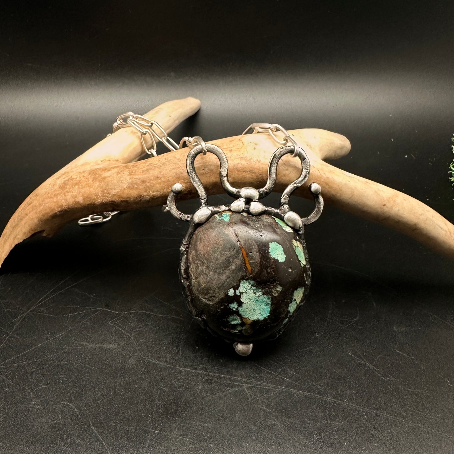 Ritual ~ Large matte polished Tibetan Turquoise Necklace
