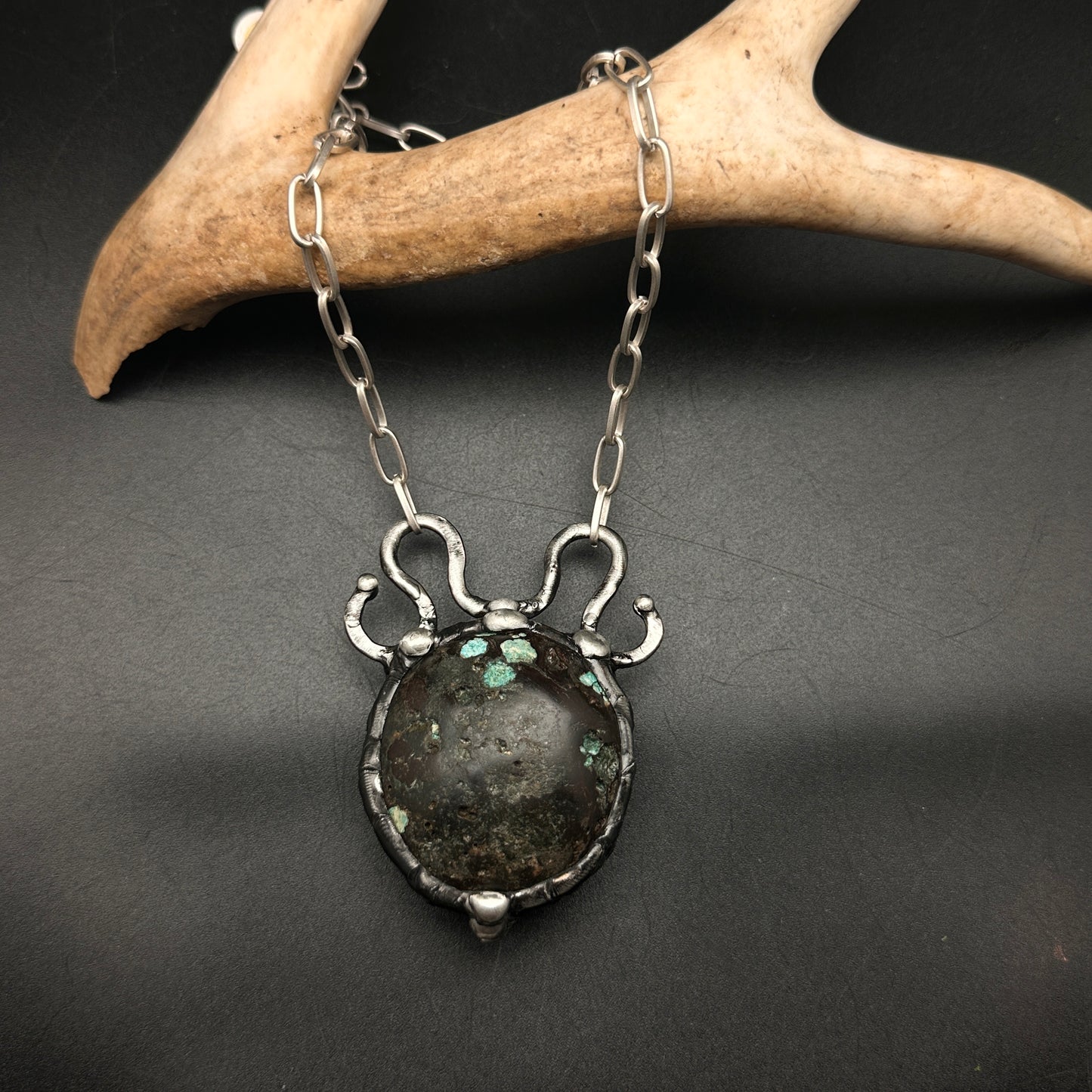 Ritual ~ Large matte polished Tibetan Turquoise Necklace