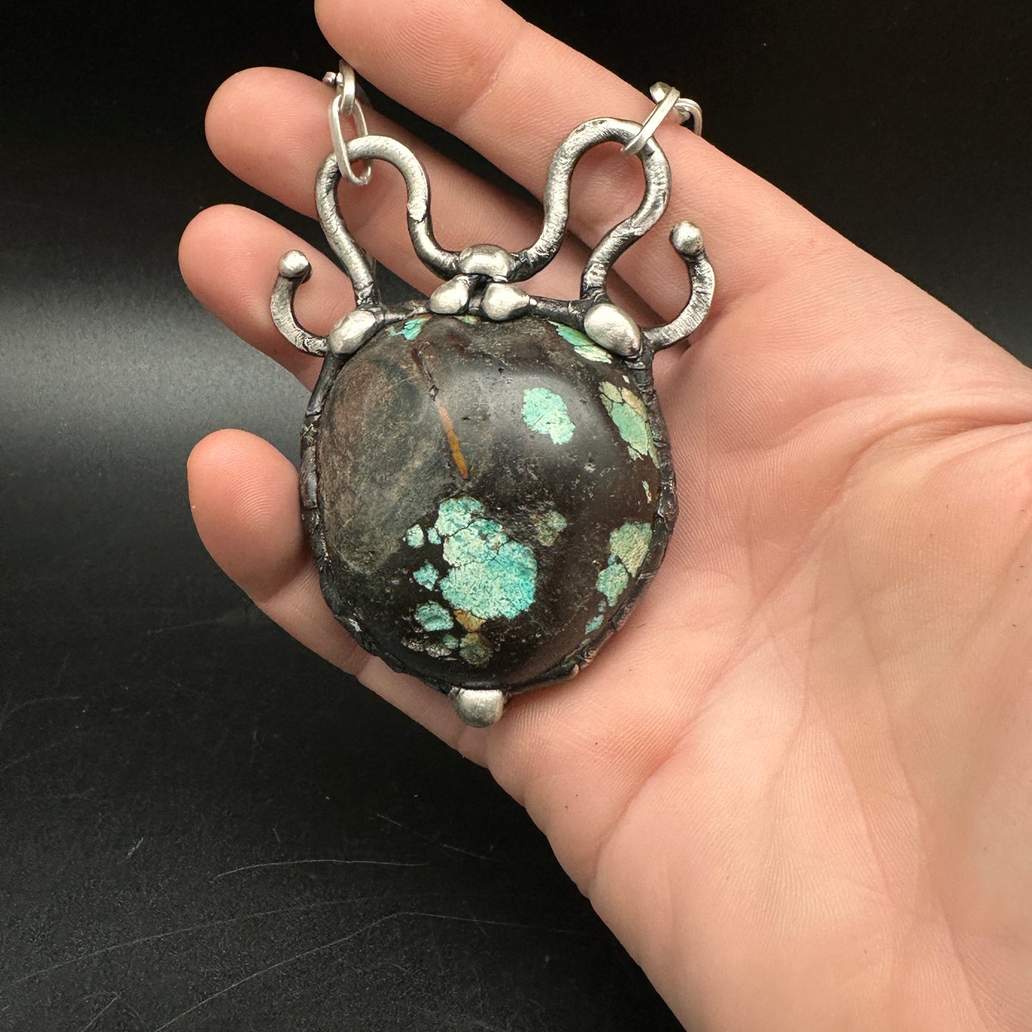 Ritual ~ Large matte polished Tibetan Turquoise Necklace