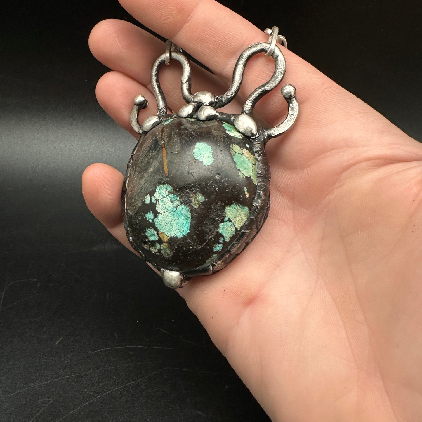 Ritual ~ Large matte polished Tibetan Turquoise Necklace