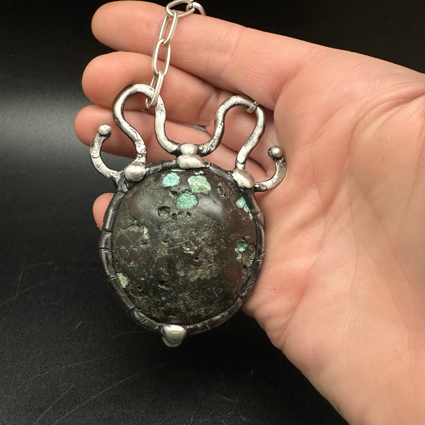 Ritual ~ Large matte polished Tibetan Turquoise Necklace