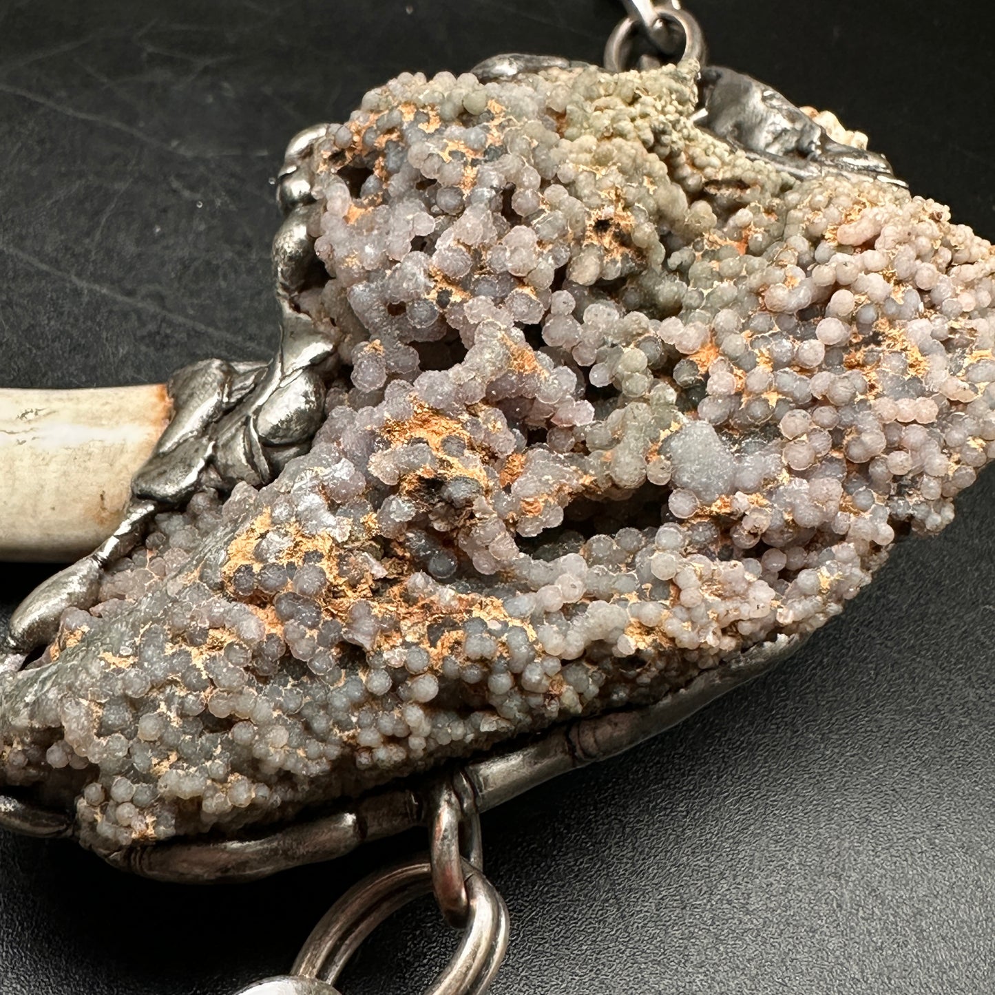 Øzion ~ Antler Necklace With Grape Agate & Green Agate