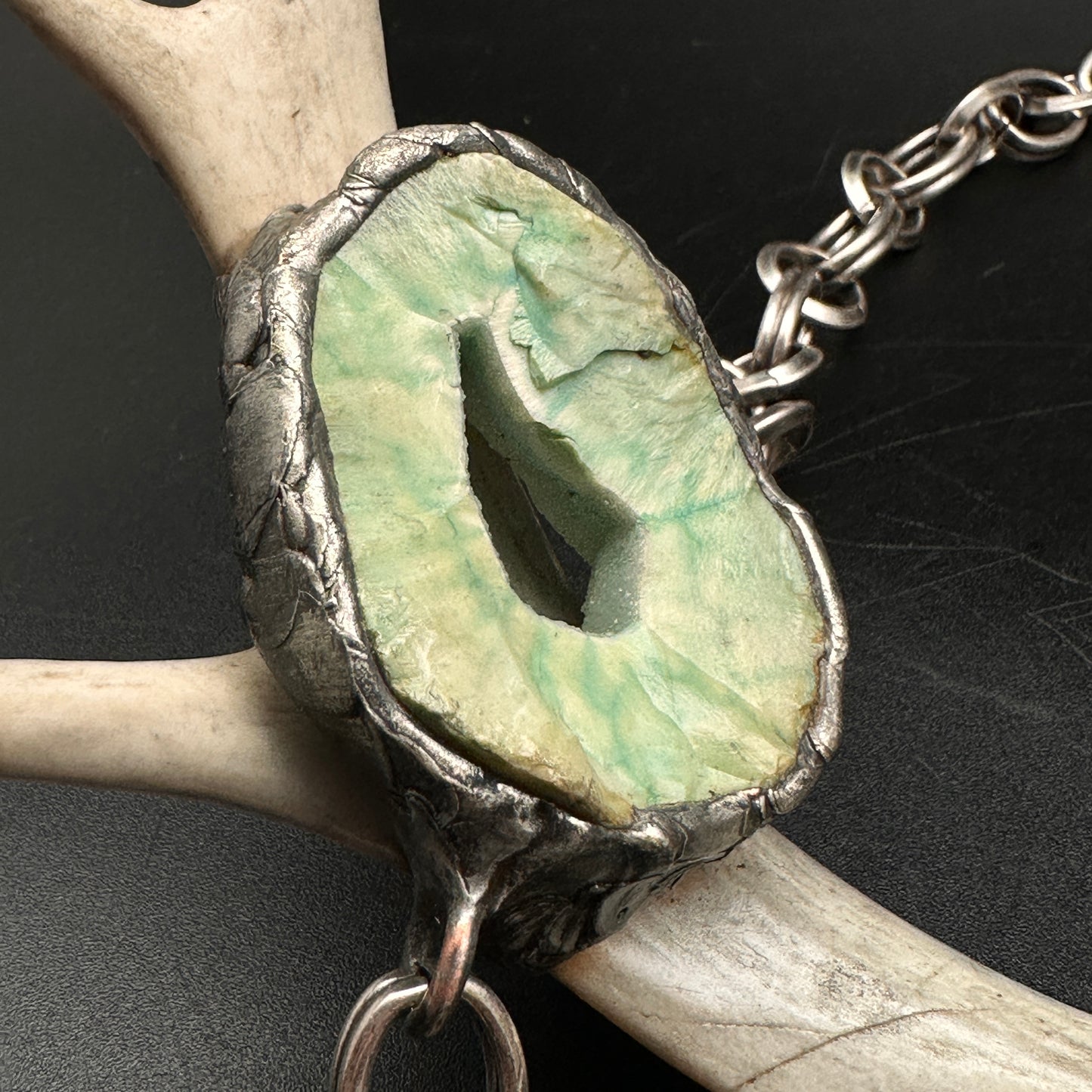 Øzion ~ Antler Necklace With Grape Agate & Green Agate