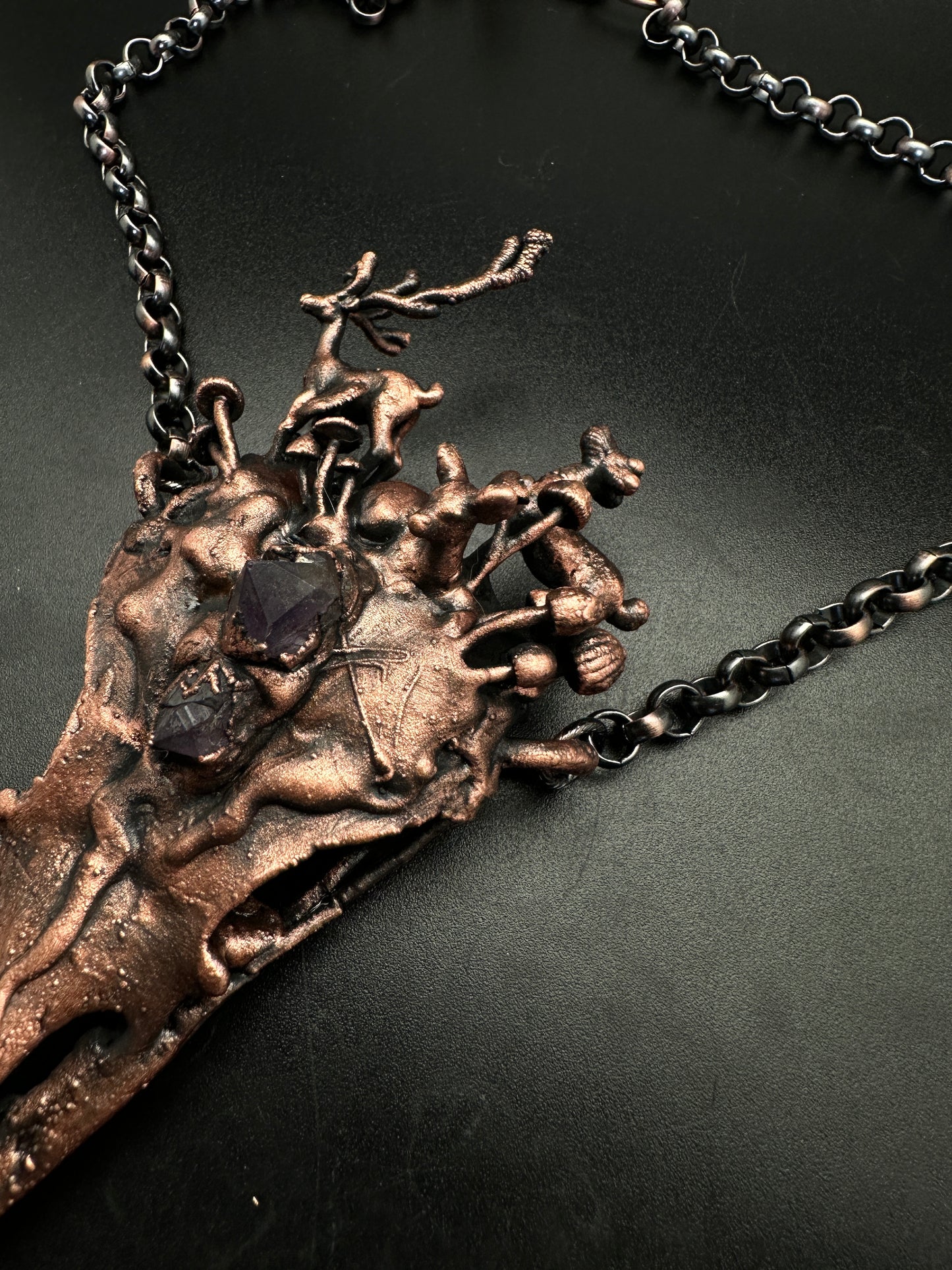 Forest Floor ~ Raven Copper Electroformed Necklace