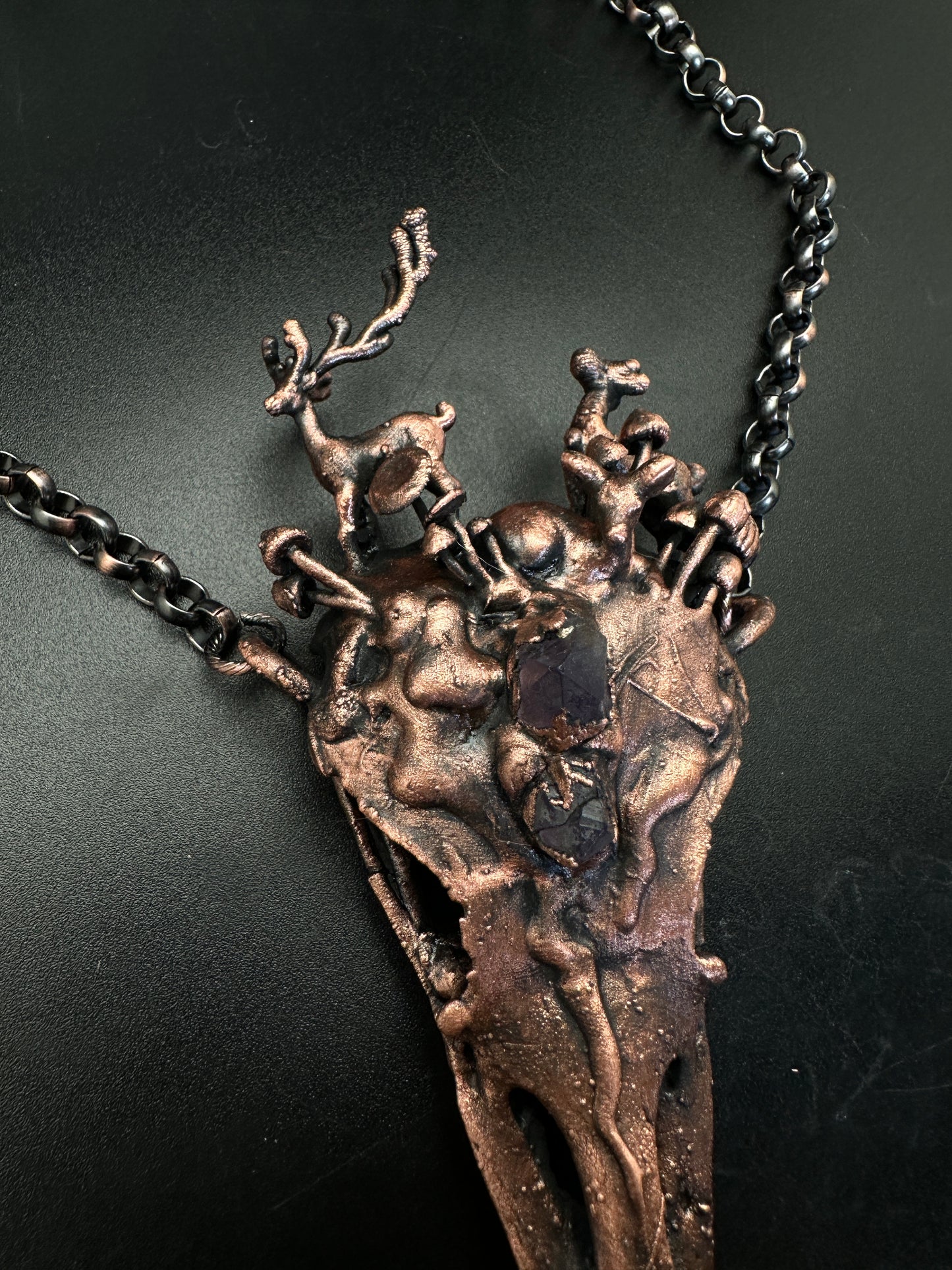 Forest Floor ~ Raven Copper Electroformed Necklace