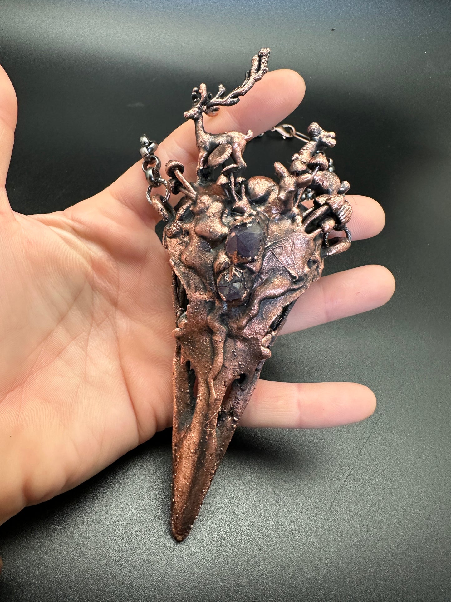 Forest Floor ~ Raven Copper Electroformed Necklace